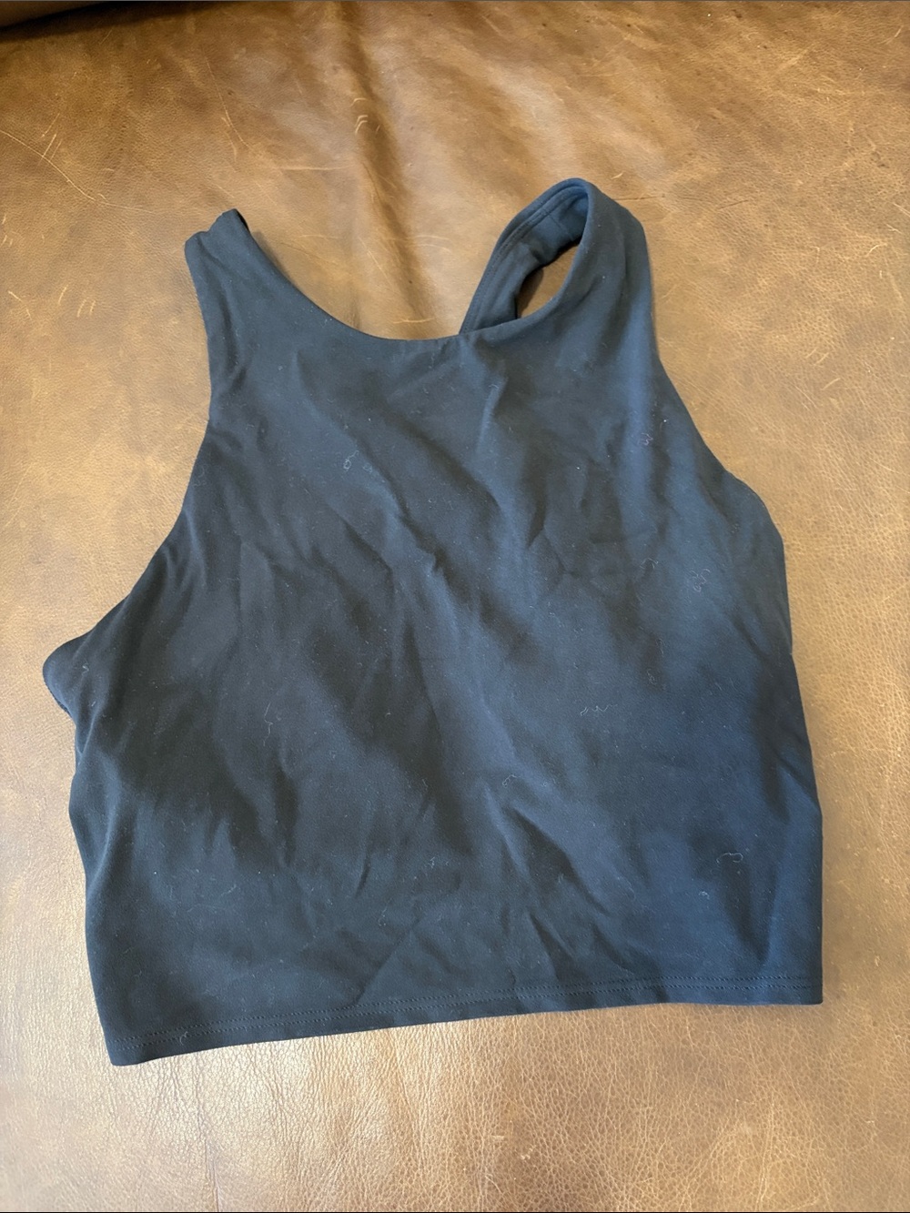 Athleta Black High-Neck Racerback Crop Top